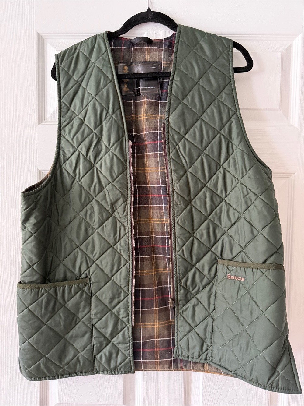 BARBOUR ZIP IN LINER OLIVE GREEN QUILTED VEST